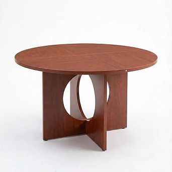 Modern Scandinavian Round Dining Table with Pedestal Base for Kitchen and Dining Room