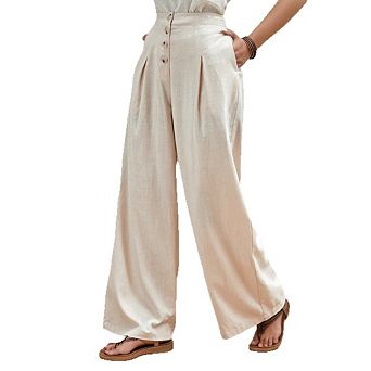 Womens Pants Casual Loose Wide Leg Pants for Women Elastic Waist Palazzo Pants Trousers with Pockets