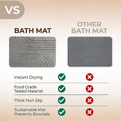 Diatomaceous Earth Bath Mat 1 Pack Non-slip Quick Dry