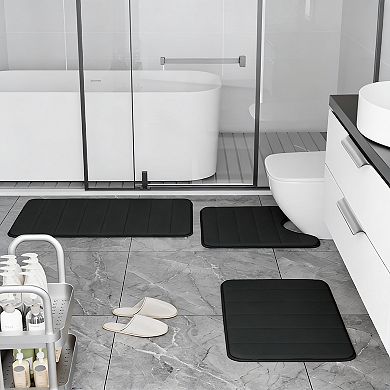 Memory Foam Bath Rug Set 3pc Non-slip Absorbent Shaggy