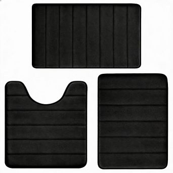 Memory Foam Bath Rug Set 3 pc Non-slip Absorbent Shaggy