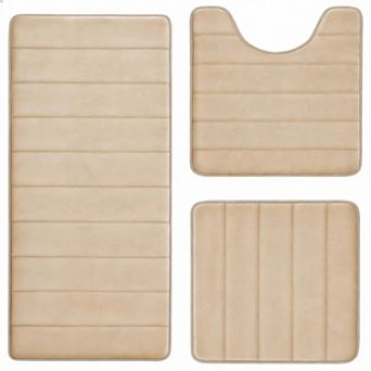 Memory Foam Bath Rug Set 3 pc Non-slip Absorbent Shaggy
