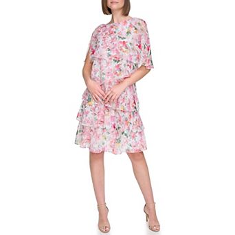 Womens Stylish Foil Print Tiered Cocktail Dress