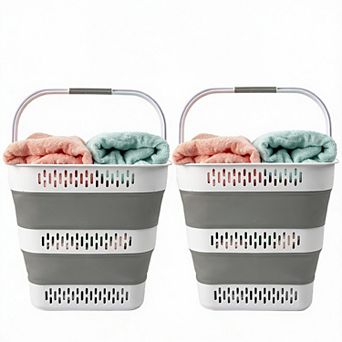 2-Pack 38L Pop-Up Laundry Basket Foldable BPA-Free Hamper