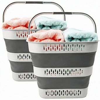 2-Pack 38L Pop-Up Laundry Basket Foldable BPA-Free Hamper