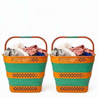 2-Pack 38L Pop-Up Laundry Basket Foldable BPA-Free Hamper