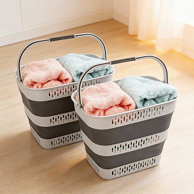 2-Pack 38L Pop-Up Laundry Basket Foldable BPA-Free Hamper