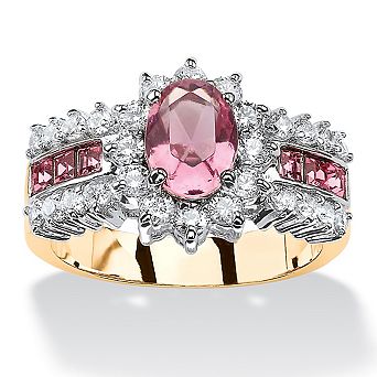 PalmBeach Jewelry .82 TCW Oval Pink Crystal Gold-Plated Ring