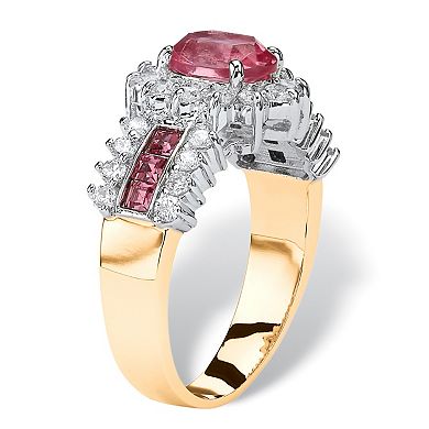 PalmBeach Jewelry .82 TCW Oval Pink Crystal Gold-Plated Ring