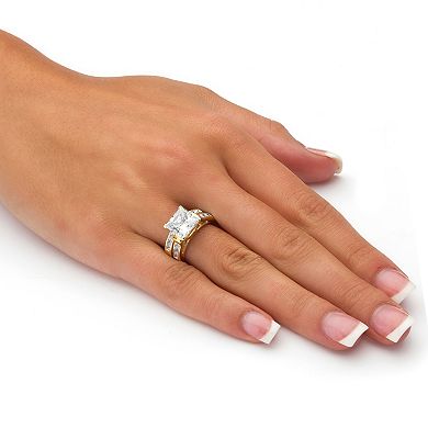 PalmBeach Jewelry 3.81 TCW Princess-Cut Cubic Zirconia Bridal Set Gold-Plated Sterling Silver
