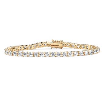 PalmBeach Jewelry 10.75 TCW Round Cubic Zirconia Yellow Gold-Plated Tennis Bracelet 7.5"