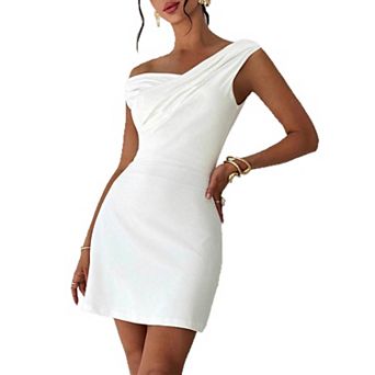 Women's Off-the-Shoulder Bodycon Mini Dress Wrap V-Neck Sleeveless Evening Party Dress