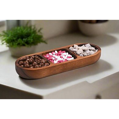 Solid Acacia Wood Serving Bowl Perfect for Candy, Nuts, or Snacks (14" x 5.25")