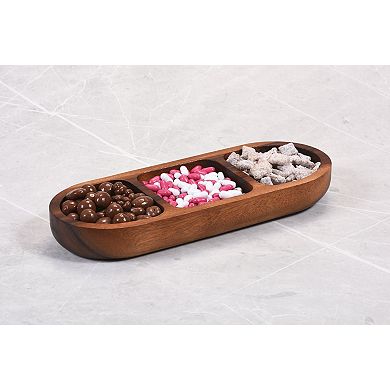 Solid Acacia Wood Serving Bowl Perfect for Candy, Nuts, or Snacks (14" x 5.25")