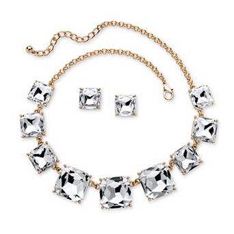 PalmBeach Jewelry Cushion-Cut Simulated Birthstone Goldtone Jewelry Set
