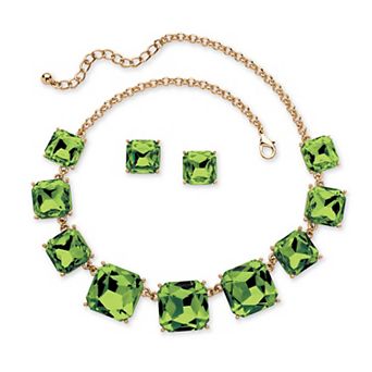PalmBeach Jewelry Cushion-Cut Simulated Birthstone Goldtone Jewelry Set