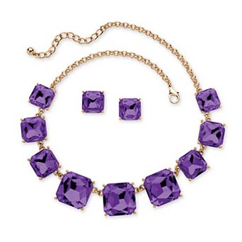 PalmBeach Jewelry Cushion-Cut Simulated Birthstone Goldtone Jewelry Set