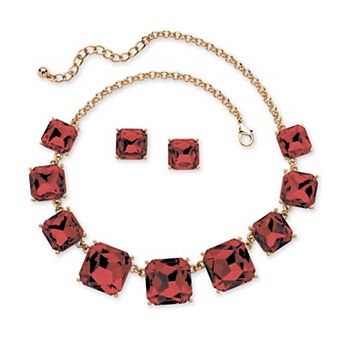 PalmBeach Jewelry Cushion-Cut Simulated Birthstone Goldtone Jewelry Set