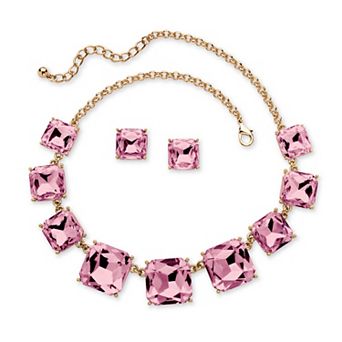 PalmBeach Jewelry Cushion-Cut Simulated Birthstone Goldtone Jewelry Set