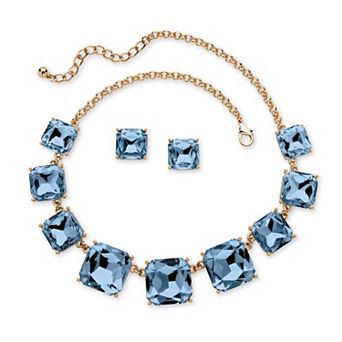 PalmBeach Jewelry Cushion-Cut Simulated Birthstone Goldtone Jewelry Set