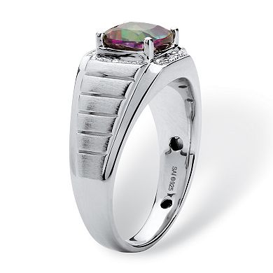 PalmBeach Jewelry Men's 2.72 TCW Fire Topaz and White Sapphire Platinum-plated Silver Ring