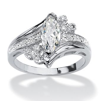 PalmBeach Jewelry 1.03 ct w. Silvertone Marquise-Cut Cubic Zirconia Engagement Anniversary Ring