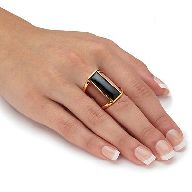 PalmBeach Jewelry Emerald Cut Genuine Black Onyx 18k Gold-Plated Sterling Silver Cabochon Ring