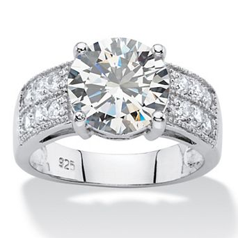 PalmBeach Jewelry 4.40 TCW Round Cubic Zirconia Platinum-plated Silver Bridal Engagement Ring