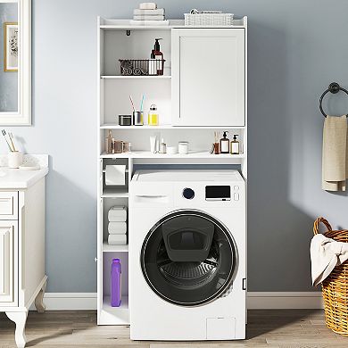 Gymax Over the Toilet Cabinet Space-saving Bathroom Storage Organizer w/ Sliding Door