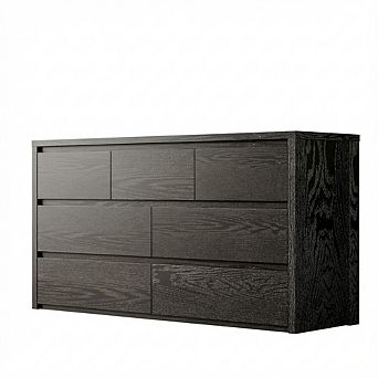 Modern Seven Drawer Dresser with Wide Wooden Storage