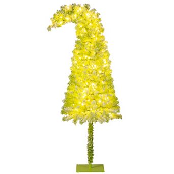 Gymax 6/7 FT Whimsical Christmas Tree Pre-Lit Artificial Holiday Tree w/ Bendable Top