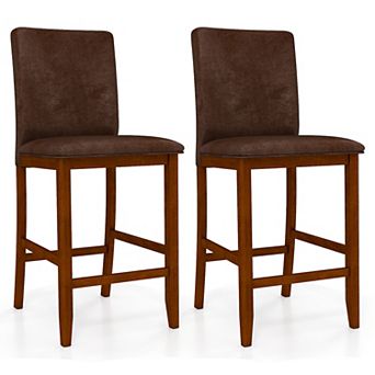 Gymax Counter Barstools Set of 2 w/Upholstered Seat & Backrest for Dining Room