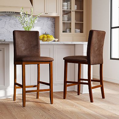 Gymax Counter Barstools Set of 2 w/Upholstered Seat & Backrest for Dining Room
