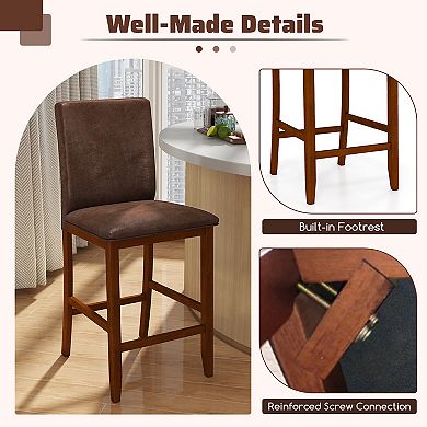 Gymax Counter Barstools Set of 2 w/Upholstered Seat & Backrest for Dining Room