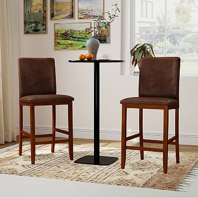 Gymax Counter Barstools Set of 2 w/Upholstered Seat & Backrest for Dining Room