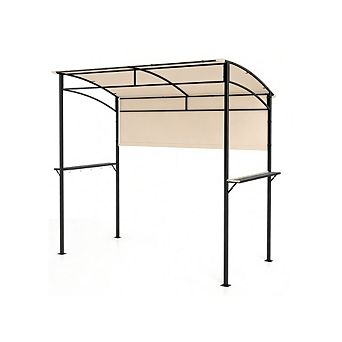 Gymax 7.8 x 4.4 FT Grill Gazebo Outdoor Patio BBQ Canopy w/ Metal Shelves for Backyard