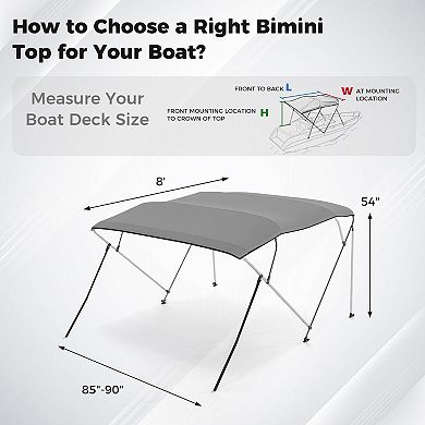 Gymax 4-Bow Boat Bimini Top Sun Shade Boat Canopy w/ Storage Boot Straps