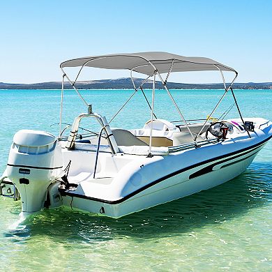 Gymax 4-Bow Boat Bimini Top Sun Shade Boat Canopy w/ Storage Boot Straps