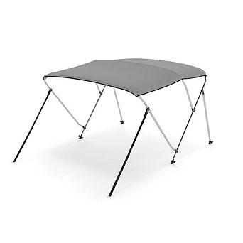 Gymax 3-Bow Boat Bimini Top Sun Shade Boat Canopy w/ Storage Boot Straps