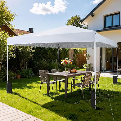 Gymax 10 x 10 FT Pop up Canopy Tent w/Carrying Bag 4 Sandbags 8 Stakes 4 Wind Ropes White