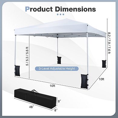 Gymax 10 x 10 FT Pop up Canopy Tent w/Carrying Bag 4 Sandbags 8 Stakes 4 Wind Ropes White