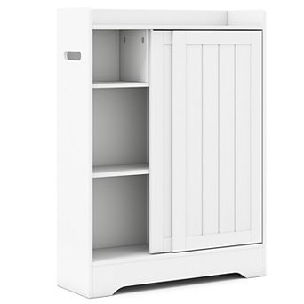 Gymax Bathroom Floor Cabinet w/2 Sliding Doors & Adjustable Shelves for Small Spaces