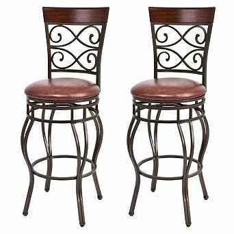 Gymax 2 pc Retro Swivel Bar Stools w/ Padded Seat Home Kitchen Pub Bistro