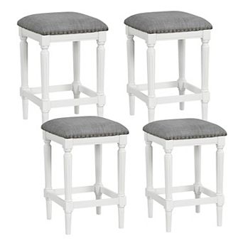 Gymax 4 pc Upholstered 3-Height Bar Stool Versatile Kitchen Dining Stool