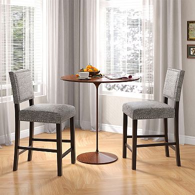 Gymax 4PCS Upholstered Bar Stools Counter Height Chairs w/ Sponge Cushions