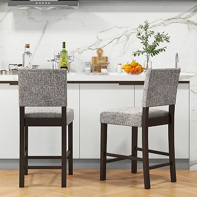 Gymax 4PCS Upholstered Bar Stools Counter Height Chairs w/ Sponge Cushions