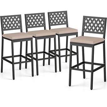 Gymax 4 pc Outdoor Bar Stools Counter Height Barstools w/ Removable Cushions