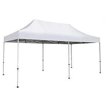 Gymax 10 x 20FT Patio Pop-Up Folding Canopy Tent UPF 50+ Instant Sun Shelter White