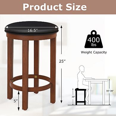 Gymax Upholstered Bar Stool Set of 4 Counter Height Bar Chairs w/ Padded Cushion