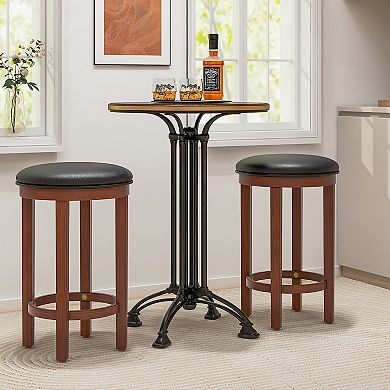 Gymax Upholstered Bar Stool Set of 4 Counter Height Bar Chairs w/ Padded Cushion